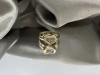 14K Yellow Gold Diamonds Heart Shape Ring $225