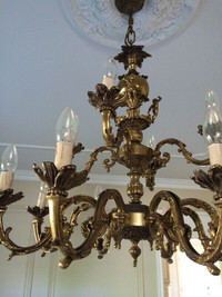 Real Antique Bronze or Brass  Chandelier Vintage