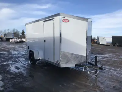 IRON LITE SERIES 6' X 12' SINGLE AXLE CARGO TRAILER WITH REAR RAMP DOOR AND POLYCORE PANELS! Unlock...