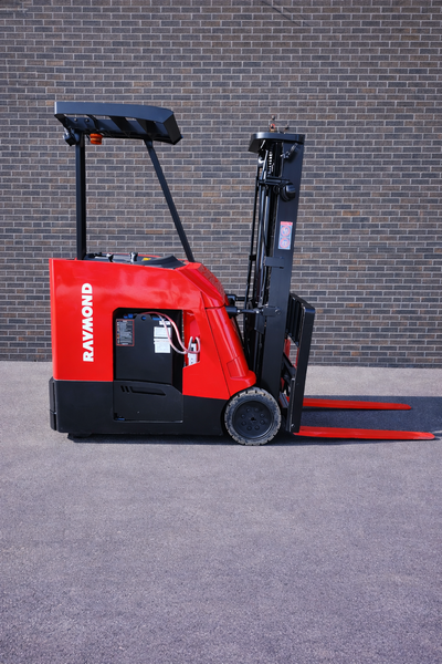 Keywords: Raymond forklift, dock stocker forklift, stand-up forklift, 3,000 lbs capacity, 3-stage ma...
