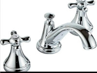Bathroom Sink Faucet Widespread Chrome Finish 2 Handle 3 Hole De