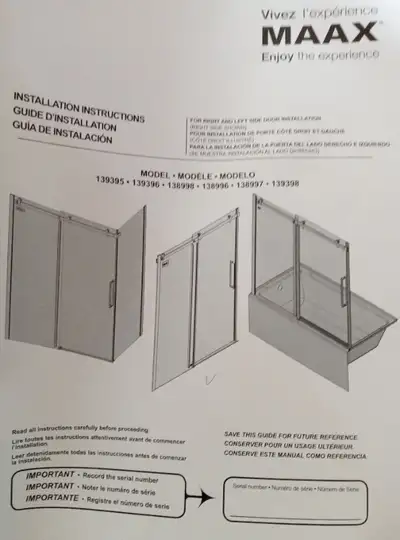 For sale: 2 glas shower panel with all the hardware and instruction...fitting a 4 foot shower.....fo...