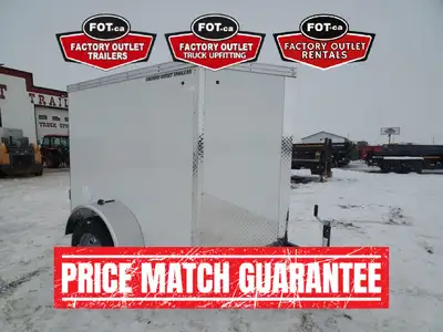 NEW Factory Outlet 4x6ft Enclosed Cargo Trailer - Rear Barn Door - Single Swing Door - Wedge Front -...