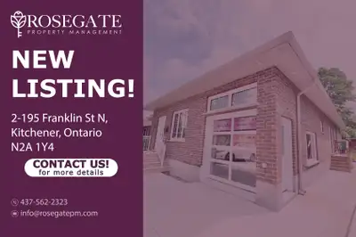 Modern 2 Bed 1 Bath Lower Unit in Prime Kitchener Location