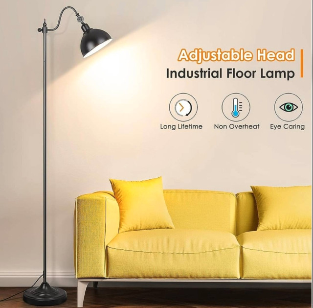Mlambert Industrial Floor Lamp,63 Inch LED Standing Lamp Modern in Indoor Lighting & Fans in Gatineau - Image 2