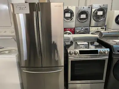 Ensemble réfrigérateur + cuisinière stainless Samsung, View more