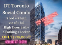 DT Toronto Social Condo 3Bed 3Bath ONLY $975,000!!!
