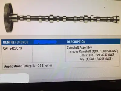 BRAND NEW AFTERMARKET CAMSHAFTS FOR MACK CUMMINS DETROIT NAVISTAR CATERPILLAR ENGINES PLEASE SUPPLY...
