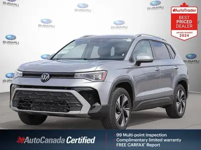 New Price! Pyrite Silver Metallic 2025 Volkswagen Taos Comfortline AWD | Leather | Rear Cam AWD 8-Sp...