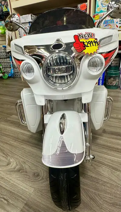 Kids Electric Ride-On Motorcycle – Classic White – BRAND NEW!, View more