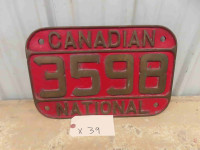 Canadian National Brass Train Plate Number - Vintage 11" x 17"