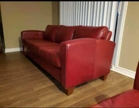 Beautiful High Quality 100% Wine Leather Couches