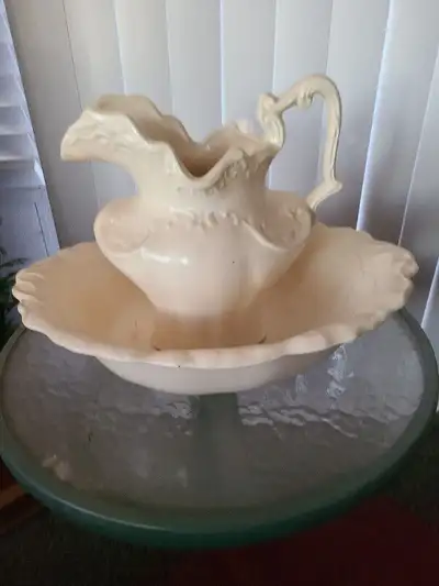 Vintage Ceramic Wash Basin & Pitcher, View more