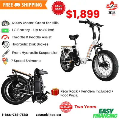 Visit us at www.zeusebikes.ca Financing Available Free Shipping Canada Wide Based in Brantford, On....