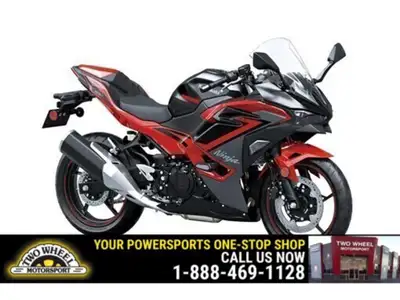 Welcome to Two Wheel Motorsport Available in black with blue, or black with red, the 2025 Ninja 500S...