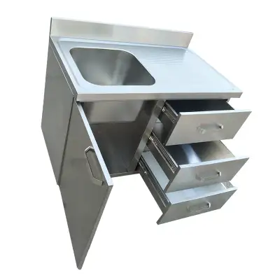 NEW STAINLESS STEEL SINK WITH 3 STORAGE DRAWERS COMMERCIAL KITCHEN UTILITY 1218238 $699.95 Product D...