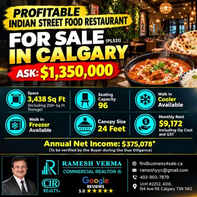 Space: 3,438 Sq Ft Seating Capacity: 96 Walk In Cooler & Freezer Available Canopy Size: 24 Feet Mont...