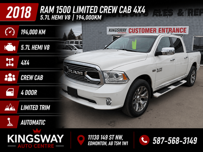 2018 RAM 1500 LIMITED 5.7L V8 4X4 Accident Free Truck 194,002 KM | $23 ,999 + GST Kingsway Auto Cent...