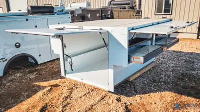 Slip-in service bodies to fit in any SRW 8' box. (4) Drawers - 500 lb drawer slides (4) Shelves w/ a...