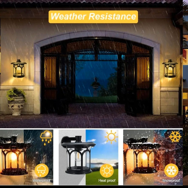 2 Pack Solar Wall Lantern Outdoor with 3 Modes, Wireless Solar P in Outdoor Lighting in Gatineau - Image 4