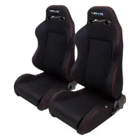 NRG Sport Seats (Pair) Type-R Cloth - Black w/Red  eg ek dc2
