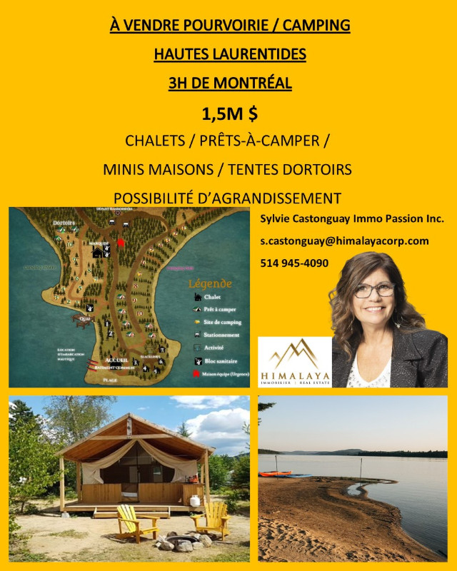 Immobilier #pourvoirieavendre #camping  #chalet #glamp dans Terrains à vendre  à Laval/Rive Nord