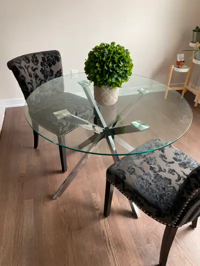 Glass Dining Table with 2 Chairs - Priced to sell, View more