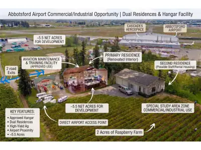 Directly across from Abbotsford International Airport and steps from Cascades Aerospace, this rare 5...