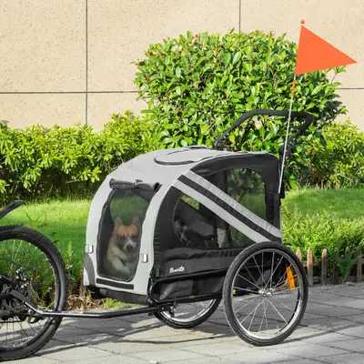 Aosom Dog Bike Trailer, 2-in-1 Dog Wagon Pet Stroller for Travel, View more
