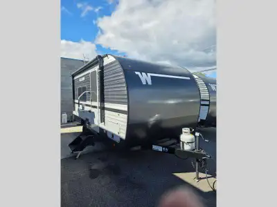 Winnebago Access travel trailer 15RB highlights: Front RV Queen Bed Booth Dinette Single Axle Exteri...