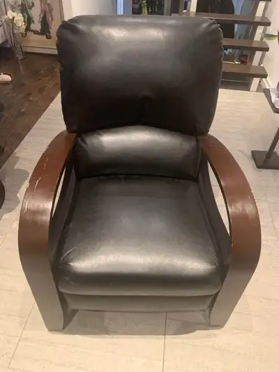 Vintage Black Leather Reclining Lounge Arm Chair Recliner, View more