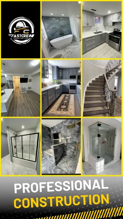 Transform Your Basement, Bathroom, Kitchen, and Living Space with Fast Crew Construction! Serving Br...