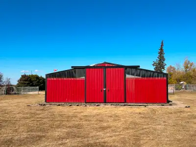 36x36 or 36x48' Options Heavy Duty Frame built with 3.5″ pipe 8.5′ tall at the walls and 12.5′ tall...