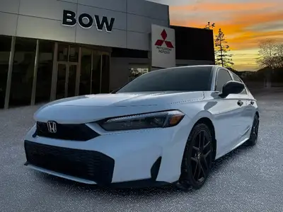 The 2025 Honda Civic Sedan Hybrid Sport in a stunning white finish combined with its FWD drivetrain...