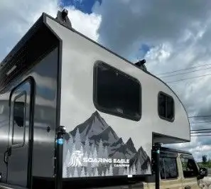 Soaring Eagle ADLAR truck camper 5.0 highlights: 45in.in. x 72in.in. Cab Over Bunk Fits Short Bed Tr...