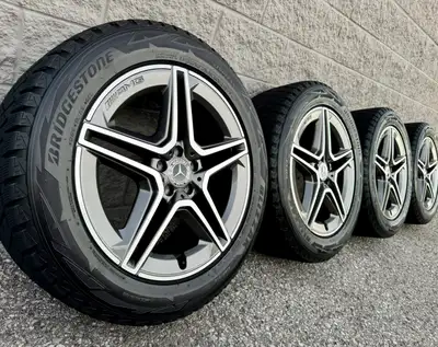 Bridgestone Blizzak DM-V2 Snow Tires and original staggered offset 20 inch Mercedes Benz GLE-Class t...