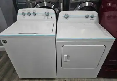 Whirlpool 27" White Topload Washer & Frontload Electric Dryer, View more