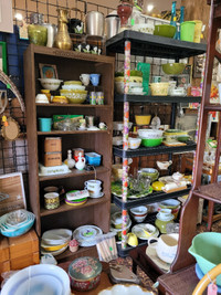 New Dishplay!  Come see all the goodies from pyrex to fireking