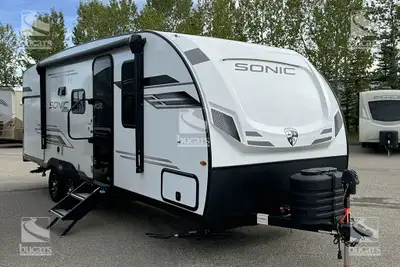 The 2025 Venture RV Sonic 220VRB is a sleek travel trailer, a cozy couple's retreat with all the mod...