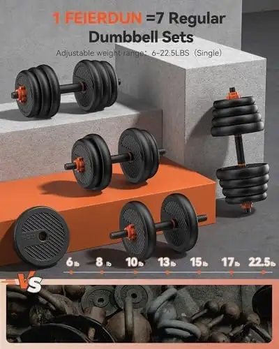 FEIERDUN 4-in-1 Dumbbells - 20-90 lb Set in Exercise Equipment in Ottawa - Image 3