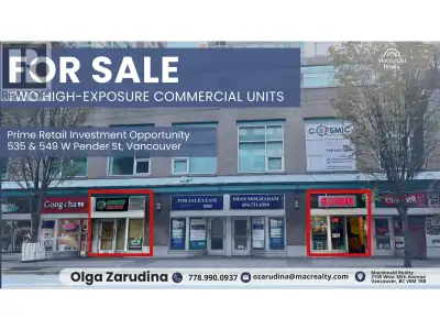 Prime Retail Investment in the Core of Downtown Vancouver at 5% CAP rate! An exceptional opportunity...