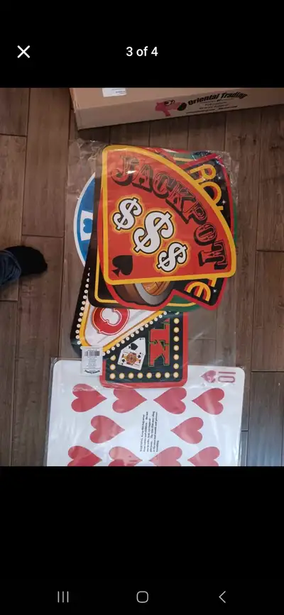 Casino/Poker decorations, would be perfect for a var or themed event. Both are new in the package As...