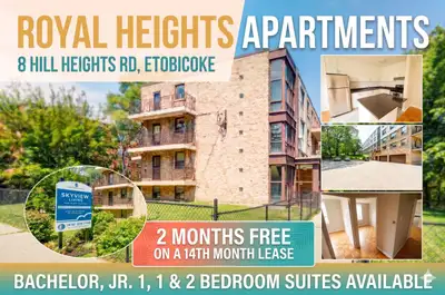 SKYVIEW HEIGHTS APARTMENTS - 8 HILL HEIGHTS ROAD, ETOBICOKE, ON SIGN A 14 MONTH LEASE GET 2 MONTHS F...