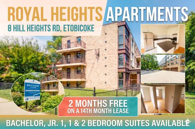 2 MONTHS FREE! 2 BEDROOM APARTMENTS AVAILABLE IN ETOBICOKE!!