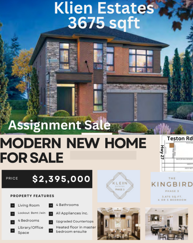 Assignment sale in Vaughan (pine valley/Teston) in Houses for Sale in Markham / York Region - Image 2