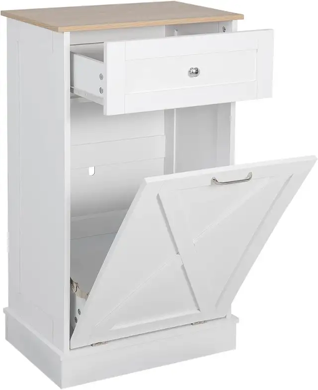 Puluomise Tilt Out Trash CabineWooden Recycling Tr... BNIB LOT#628632835851551217