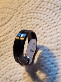 Titanium Steel Ring, Size 11, Black, NEW