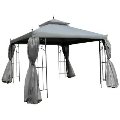 10' x 10' Steel Outdoor Patio Gazebo Canopy with Removable Mesh, View more