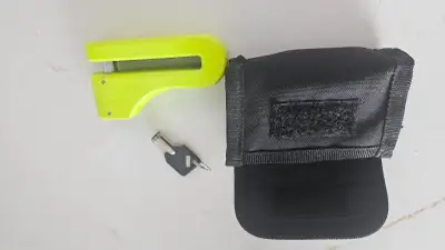 Motorcycle Bike Wheel Lock With Key and Storage Pouch NEW!, View more