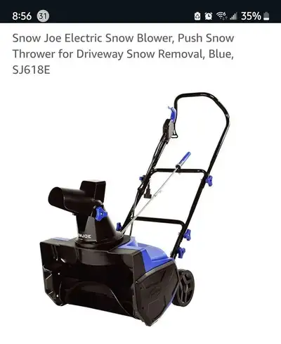 Snow Joe Electric Snow Blower SJ618E - Blue Sale $149 Reg. 294, View more